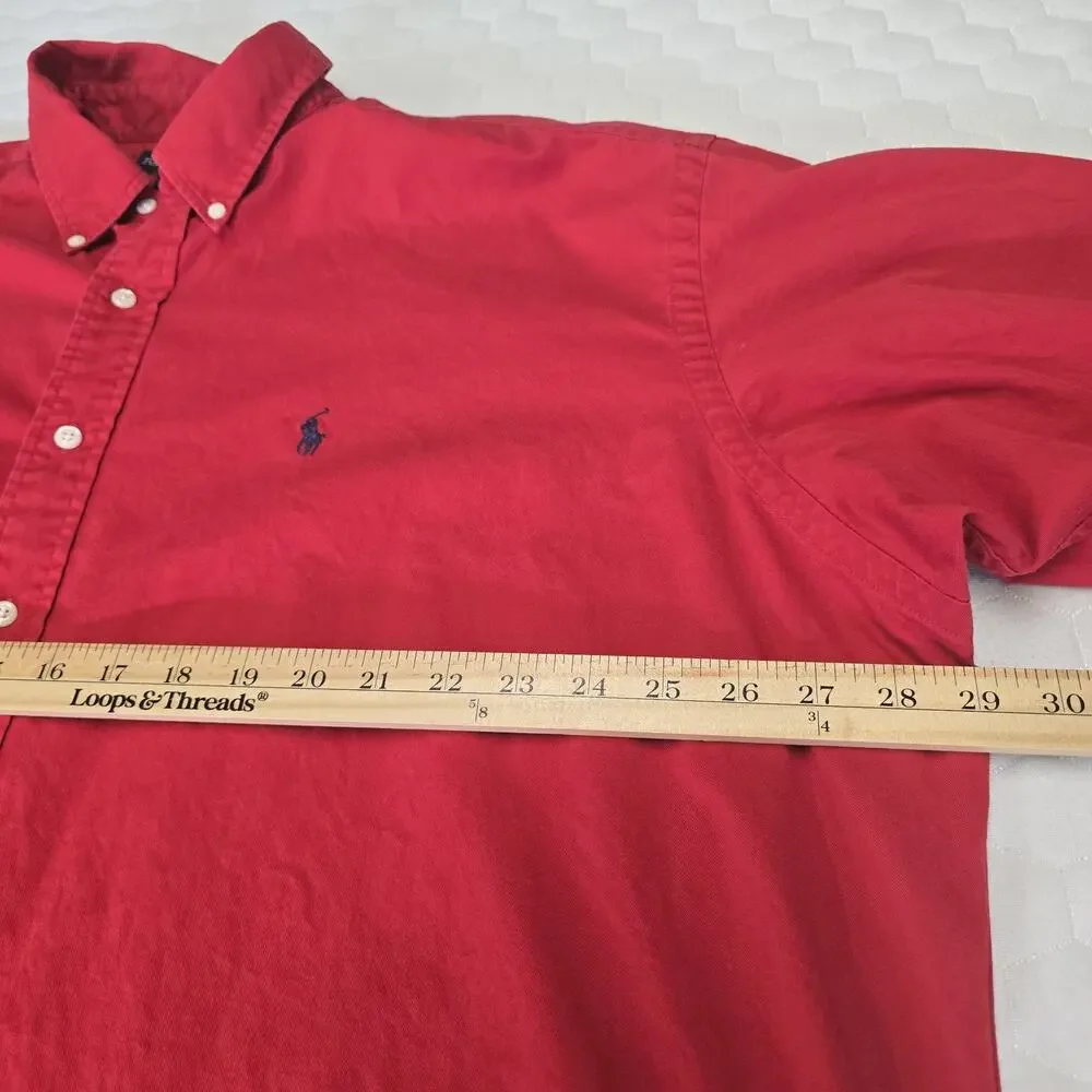 Vintage 90s Ralph Lauren Blaire Shirt Men XXL Red Long Sleeve Button Down Cotton